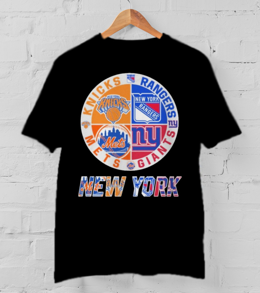 New York Knicks Rangers Mets Giants Mashup T-Shirt
