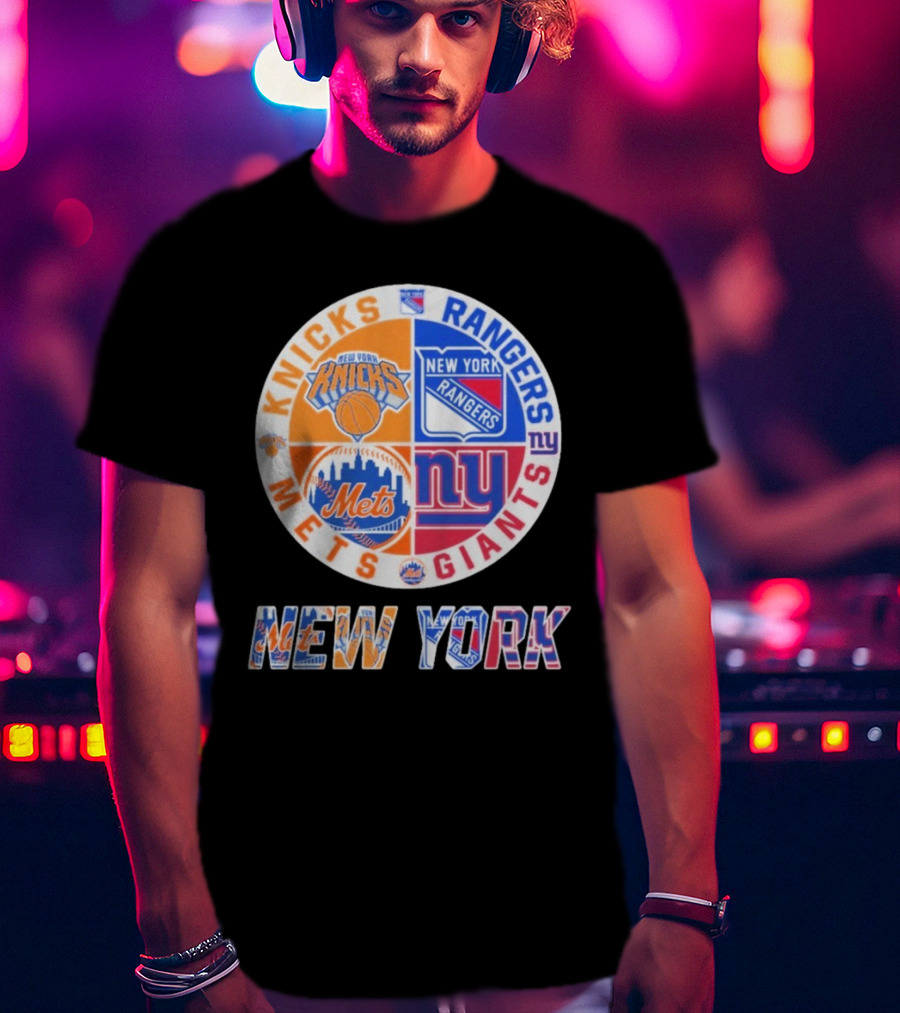 New York Knicks Rangers Mets Giants Mashup T-Shirt