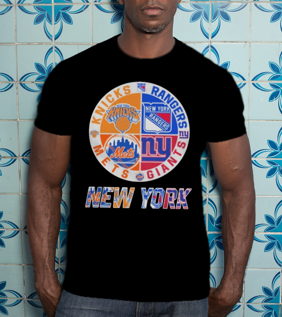 New York Knicks Rangers Mets Giants Mashup T-Shirt