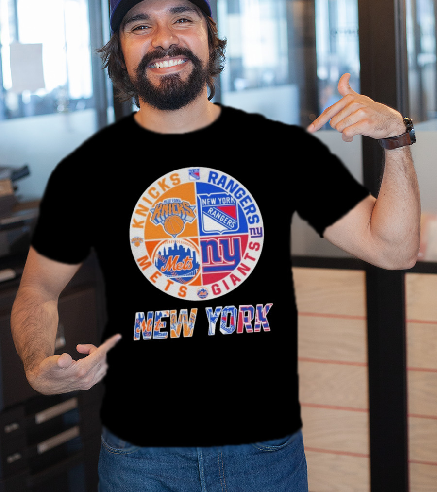 New York Knicks Rangers Mets Giants Mashup T-Shirt