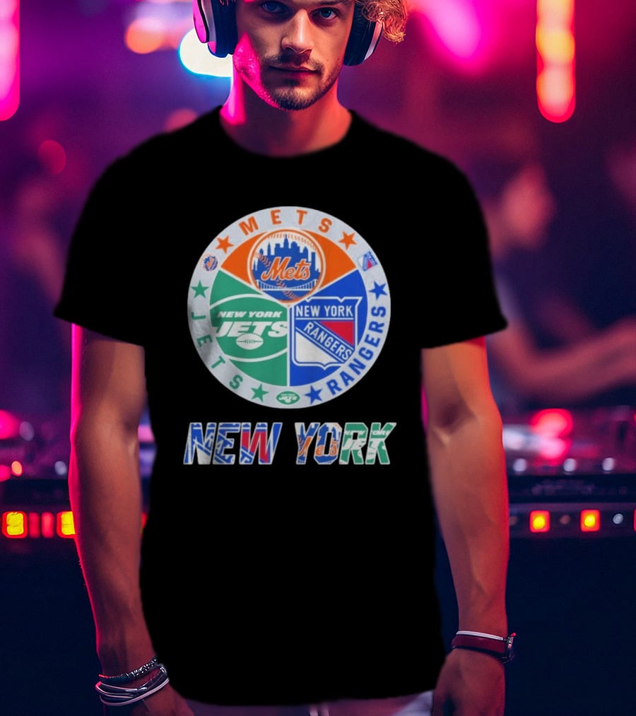 New York Mets Jets Rangers Logo Collaboration T-Shirt