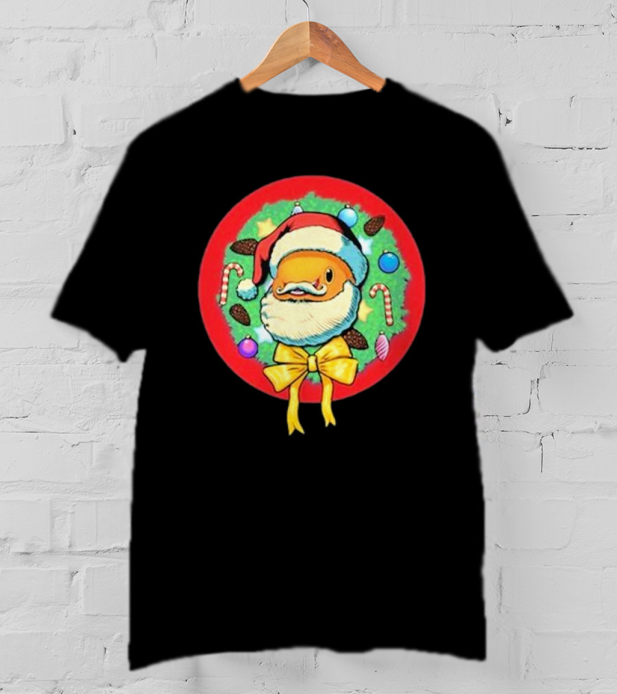 The Why Files Happy Holidays Santa Fish With Christmas Wreath And Candy Canes T-Shirt
