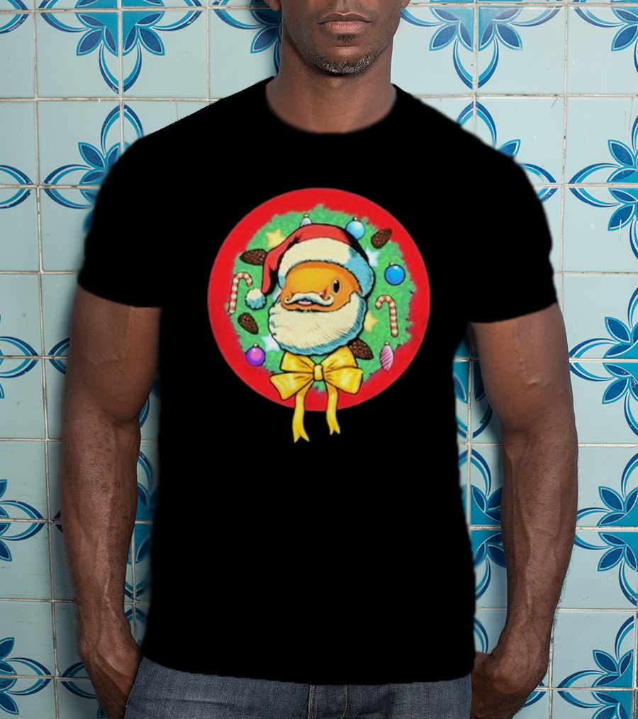 The Why Files Happy Holidays Santa Fish With Christmas Wreath And Candy Canes T-Shirt
