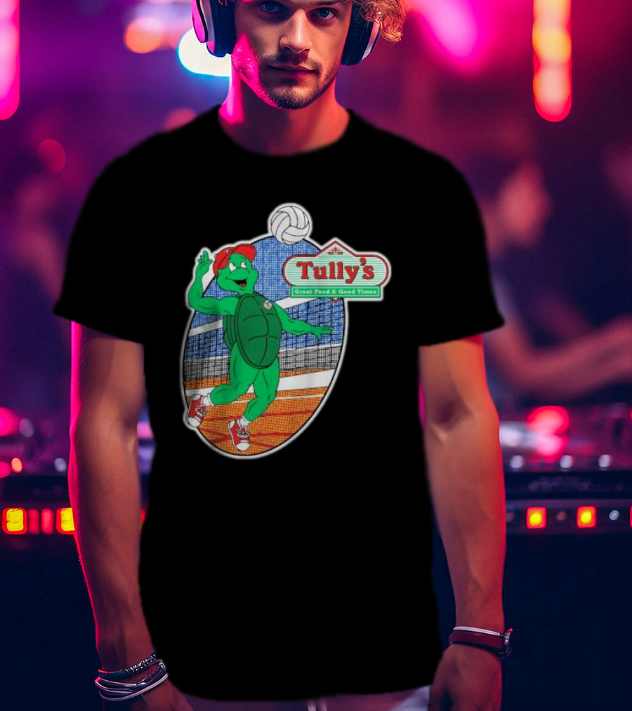 Tully’s Volleyball Great Food And Good Times Turtle Player T-Shirt