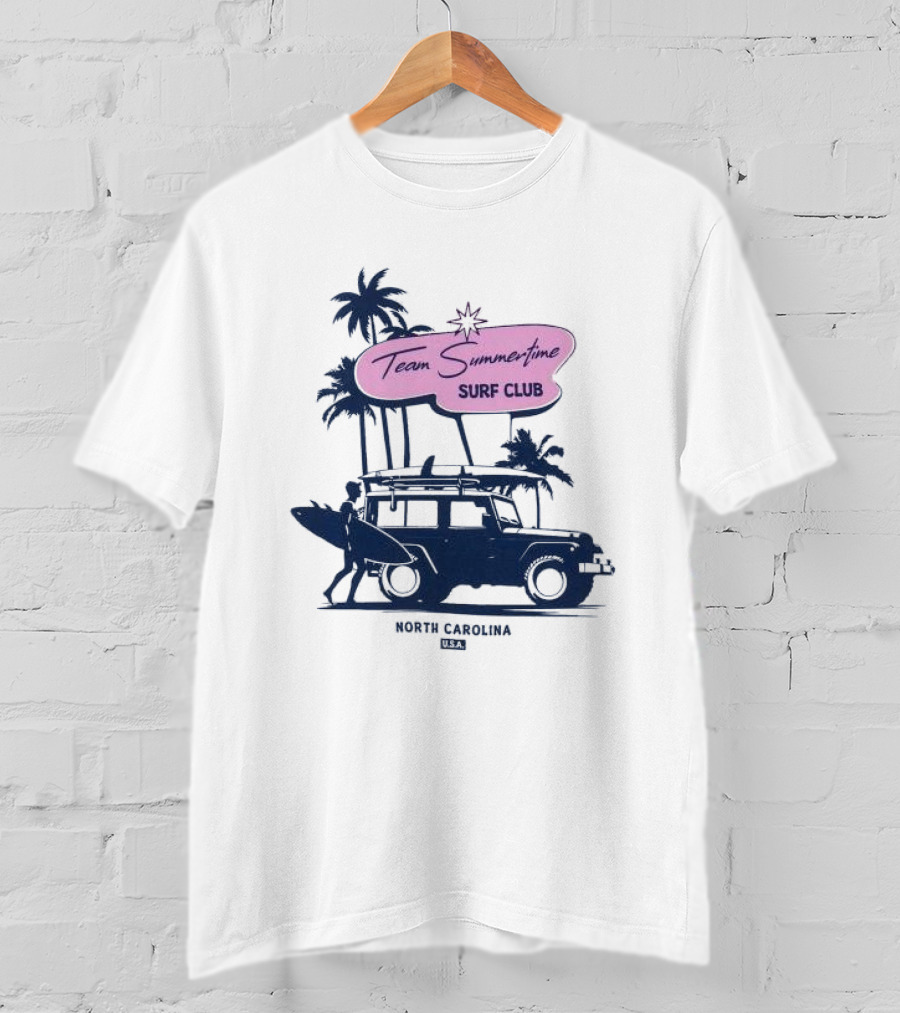 Team Summertime Surf Club Jeep Adventure North Carolina USA T-Shirt