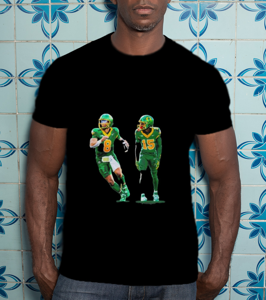Oregon Ducks No 1 Seed College Football Playoff Players In Green Uniforms T-Shirt