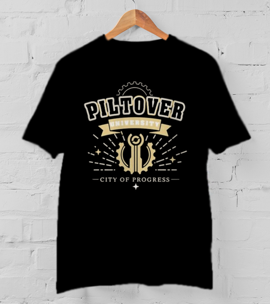 Piltover University City Of Progress Gear Emblem T-Shirt