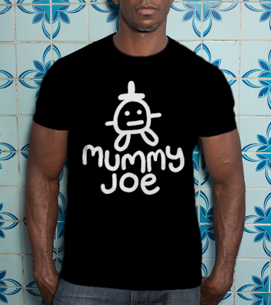 Mummy Joe Minimalist White Doodle Character T-Shirt