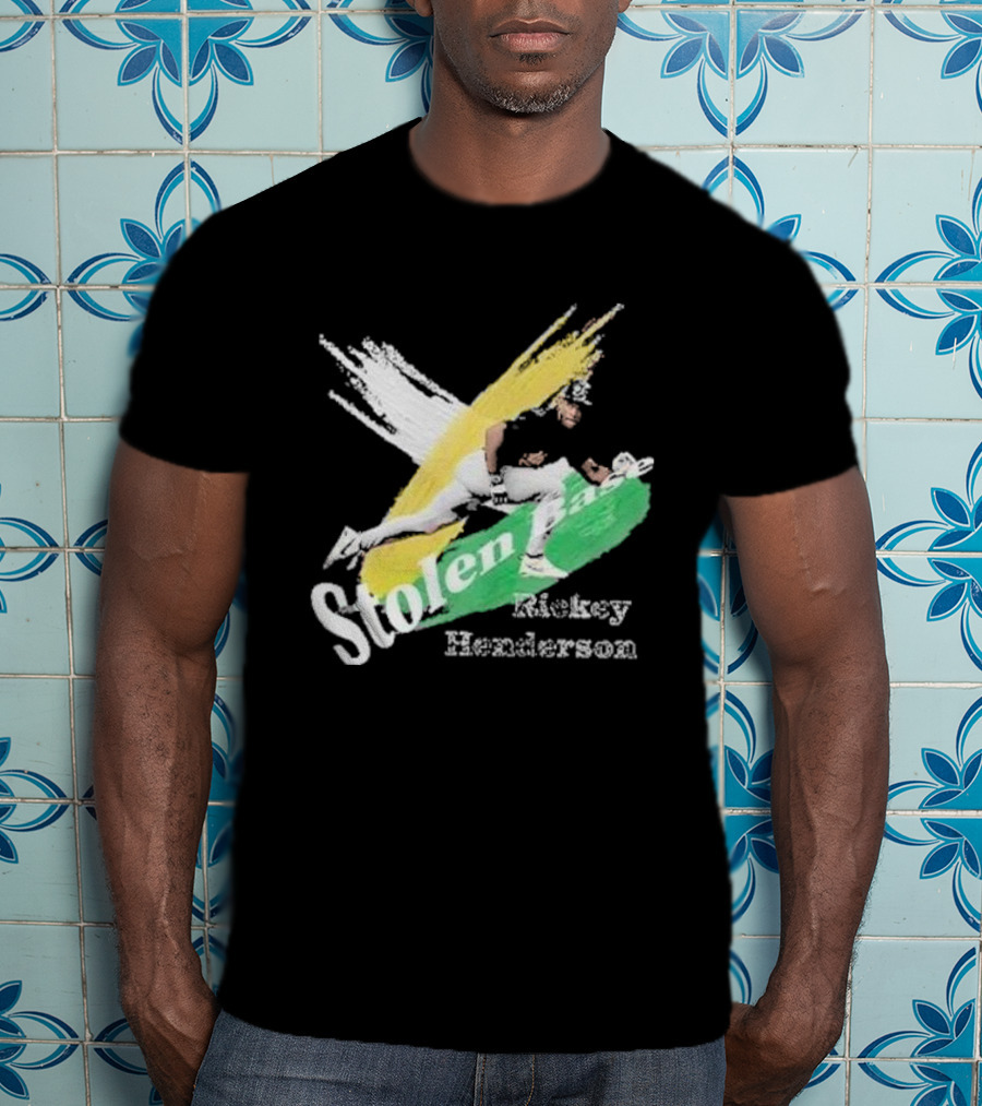 Rickey Henderson Stolen Base Dynamic Action T-Shirt
