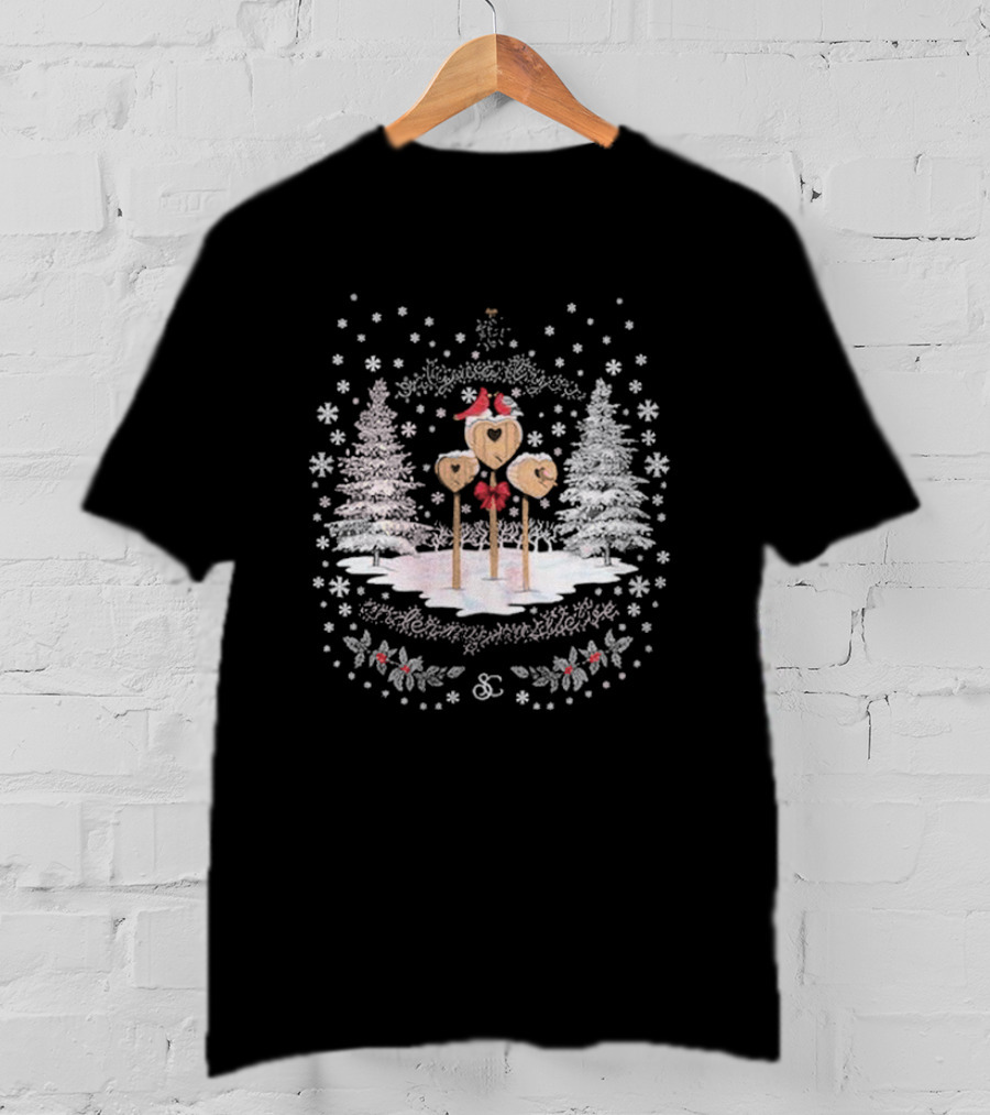 Sabrina Carpenter A Nonsense Christmas Snowy Trees And Heart Decorations T-Shirt