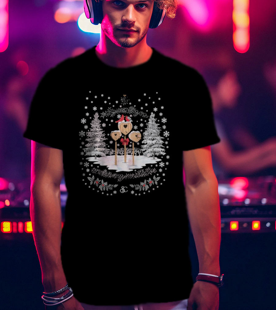 Sabrina Carpenter A Nonsense Christmas Snowy Trees And Heart Decorations T-Shirt