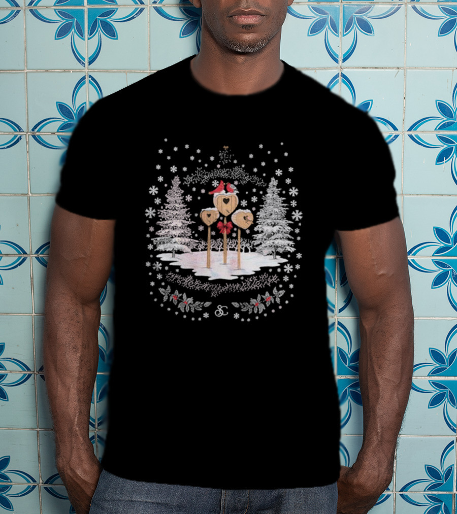 Sabrina Carpenter A Nonsense Christmas Snowy Trees And Heart Decorations T-Shirt