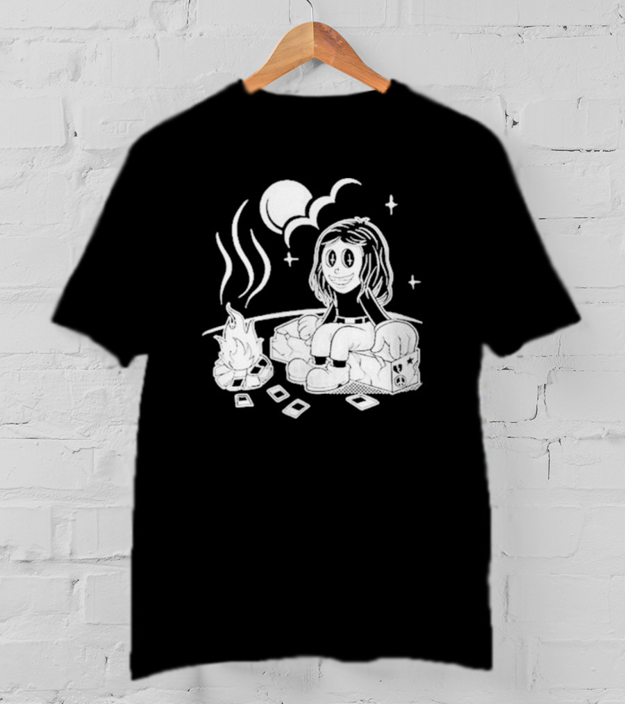 Sawyer Hill Camp Peaceful Campfire Night With Cards And Moon T-Shirt