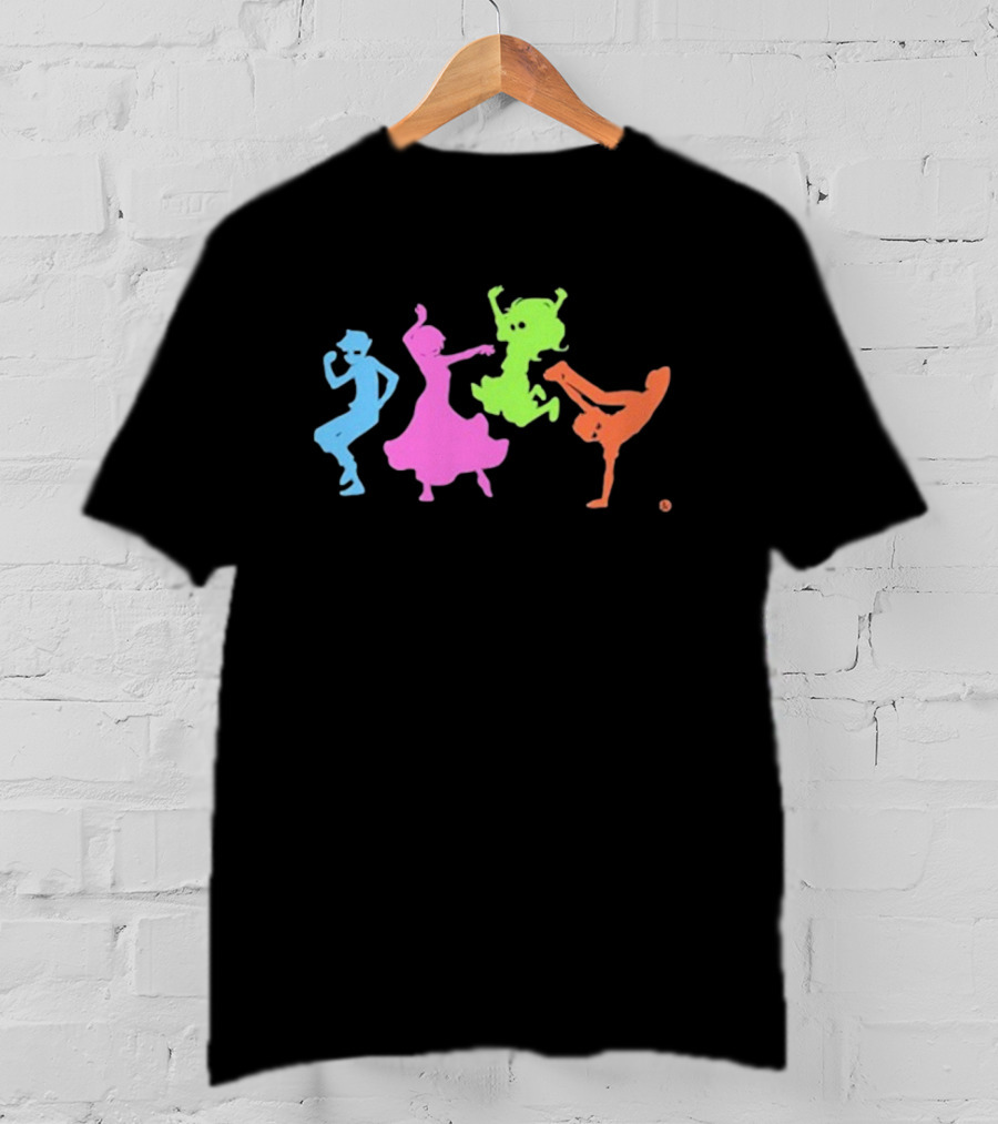Topatoco Dance Neon Silhouettes Of Four Characters In Motion T-Shirt