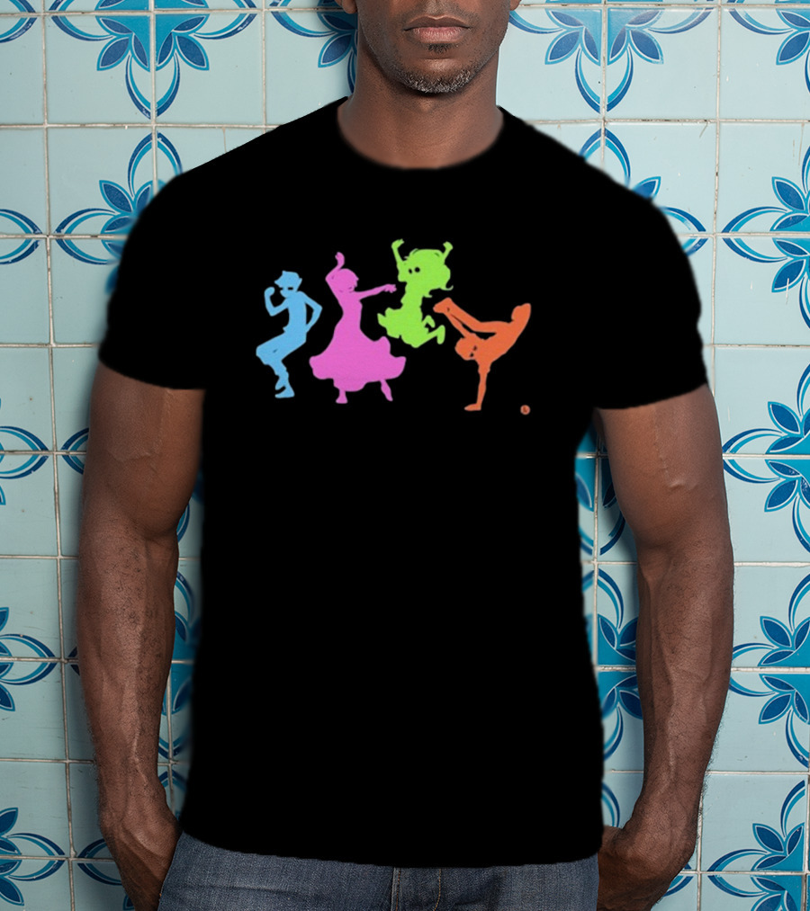 Topatoco Dance Neon Silhouettes Of Four Characters In Motion T-Shirt