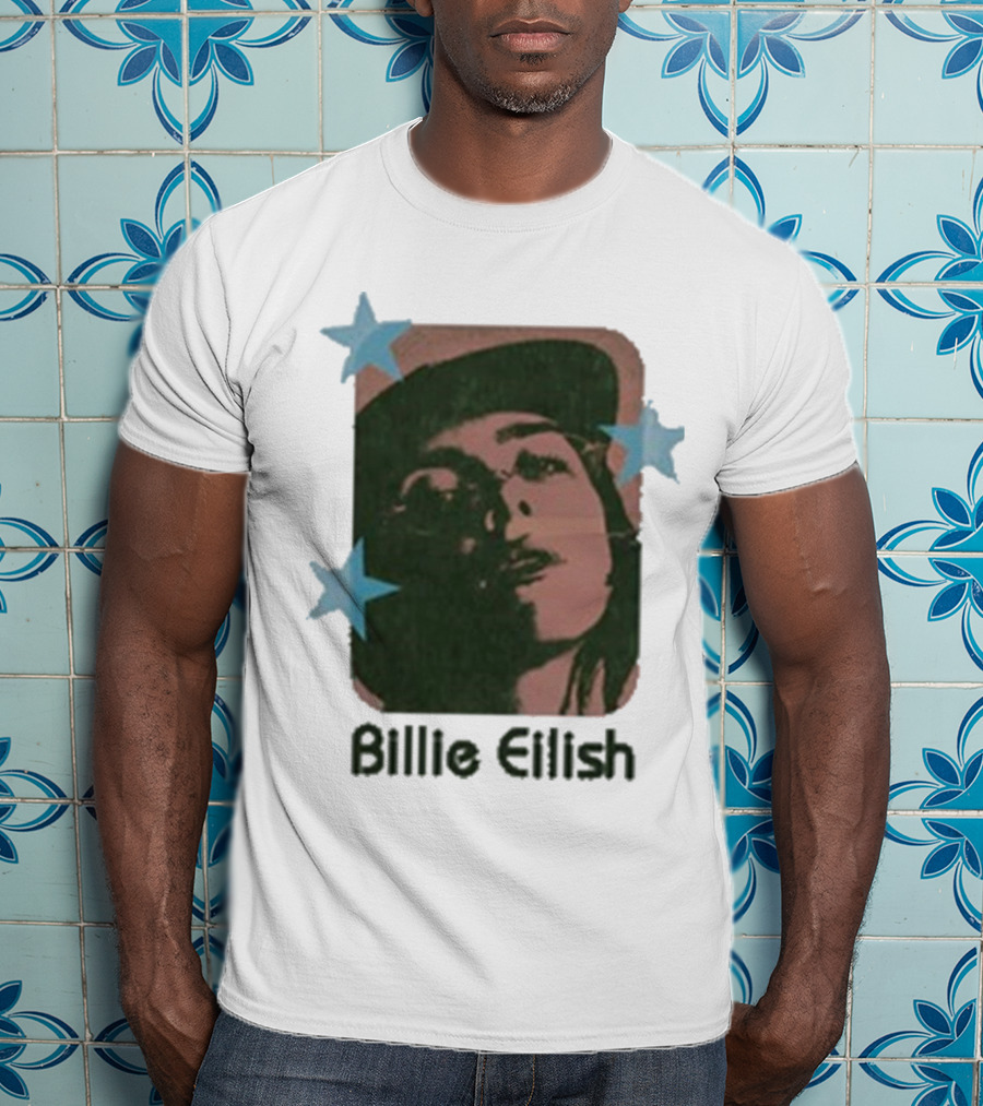 Billie Eilish Vintage Portrait With Stars T-Shirt