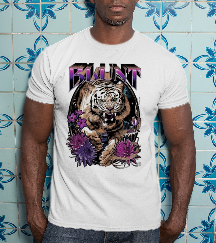 BLunt Fierce Tiger With Flowers T-Shirt