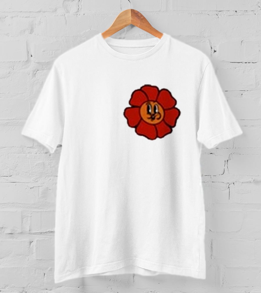 Ludwig Mogul Mogi Red Flower Cartoon Face T-Shirt