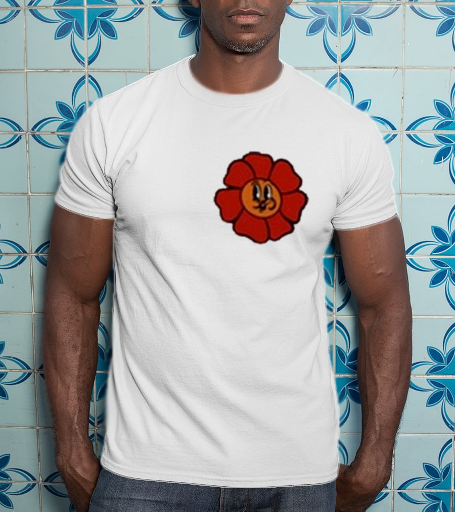 Ludwig Mogul Mogi Red Flower Cartoon Face T-Shirt