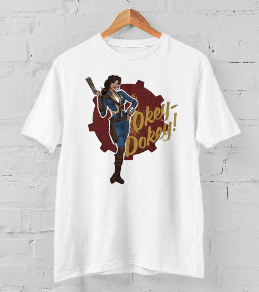Spartan117gw Lucy Okey Dokey Fallout Vault Suit Gear Iconic Pose T-Shirt