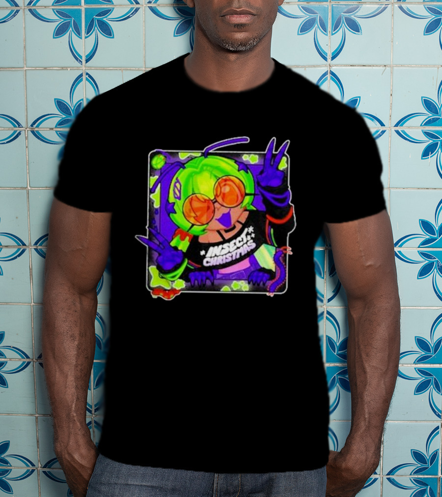 Izzy Gijinka Insect Christmas Peace Pose With Bright Colors And Glasses T-Shirt
