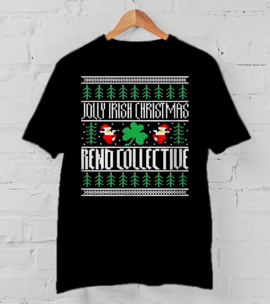 Jolly Irish Christmas With Santa And Shamrock Rend Collective T-Shirt