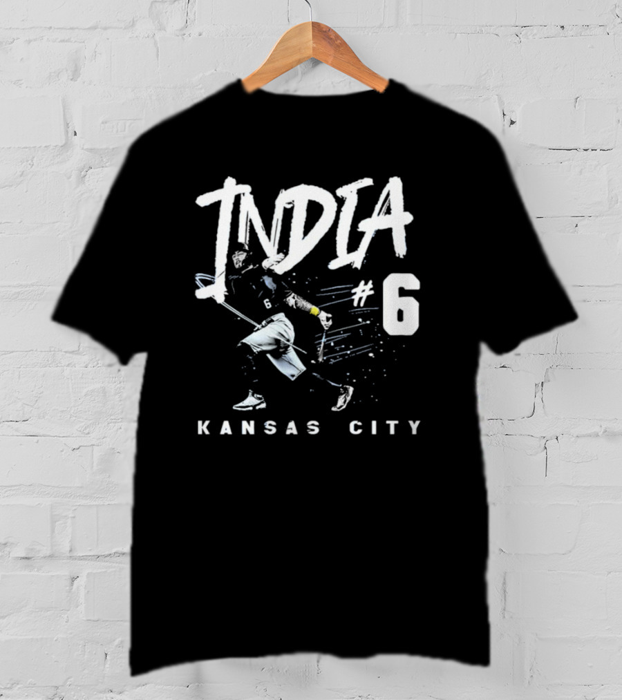 Kansas City India #6 Baseball Player T-Shirt