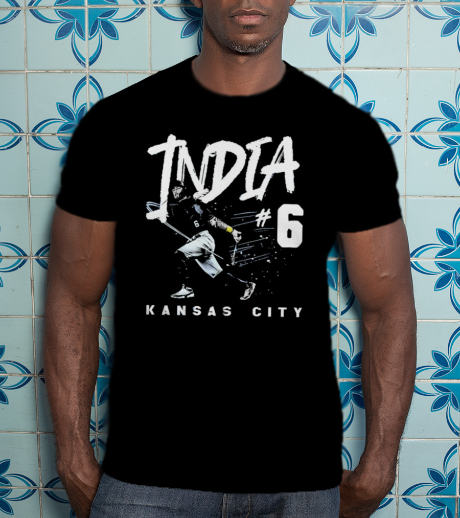 Kansas City India #6 Baseball Player T-Shirt