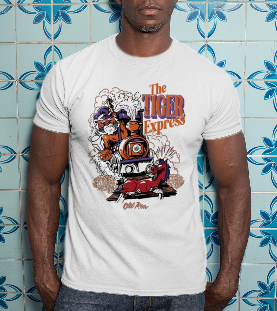 The Tiger Express Old Row Tiger Engineer With Train And Horse T-Shirt