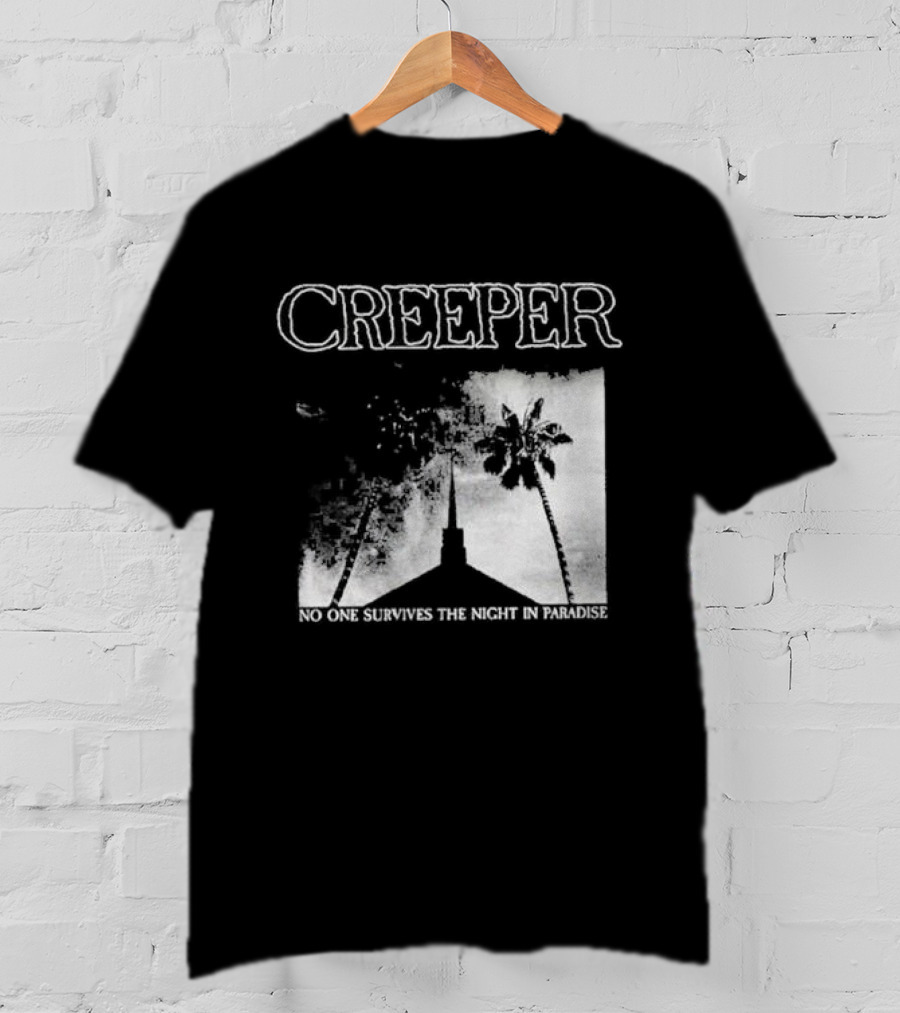 Creeper No One Survives The Night In Paradise Palm Trees And Church Spire Dark Aesthetic T-Shirt