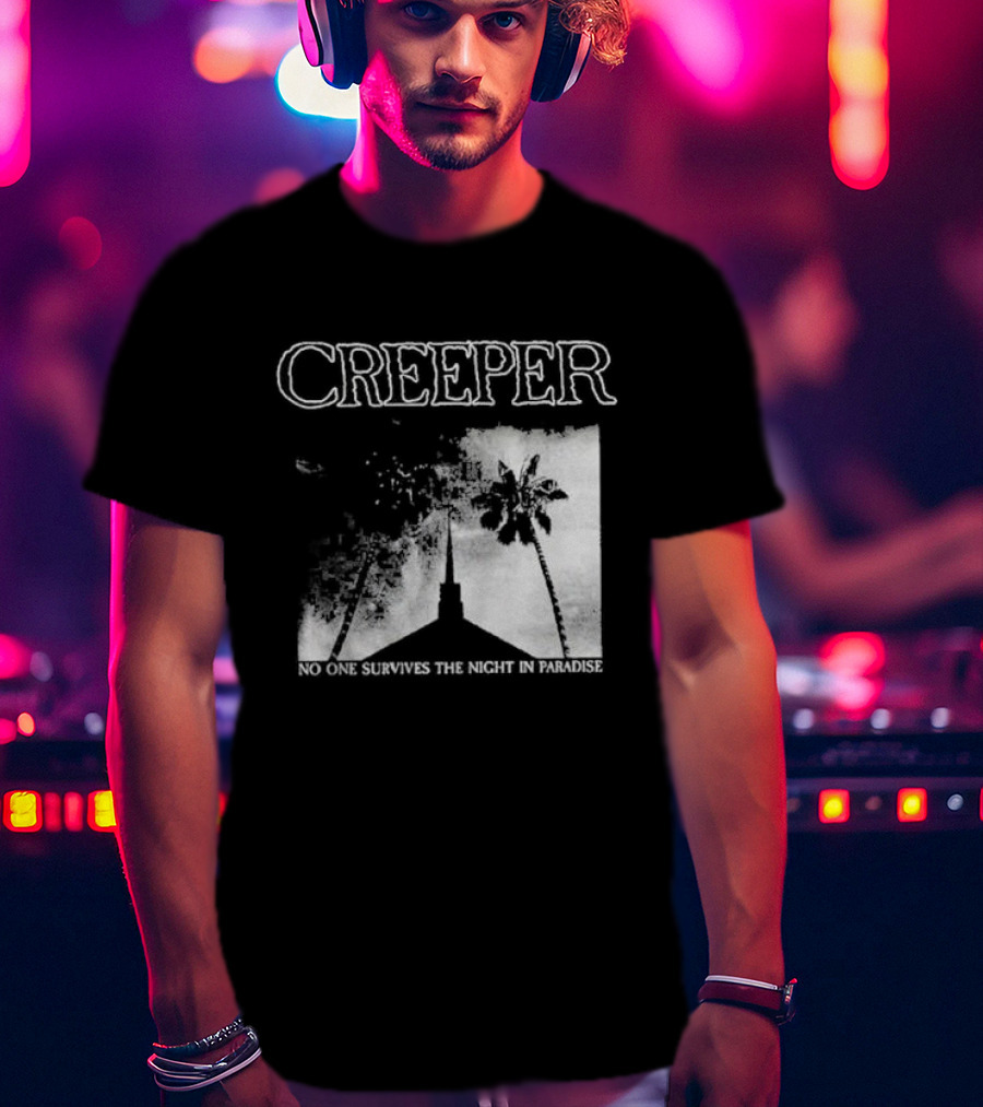 Creeper No One Survives The Night In Paradise Palm Trees And Church Spire Dark Aesthetic T-Shirt