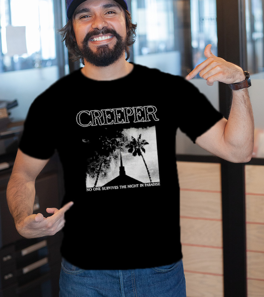Creeper No One Survives The Night In Paradise Palm Trees And Church Spire Dark Aesthetic T-Shirt