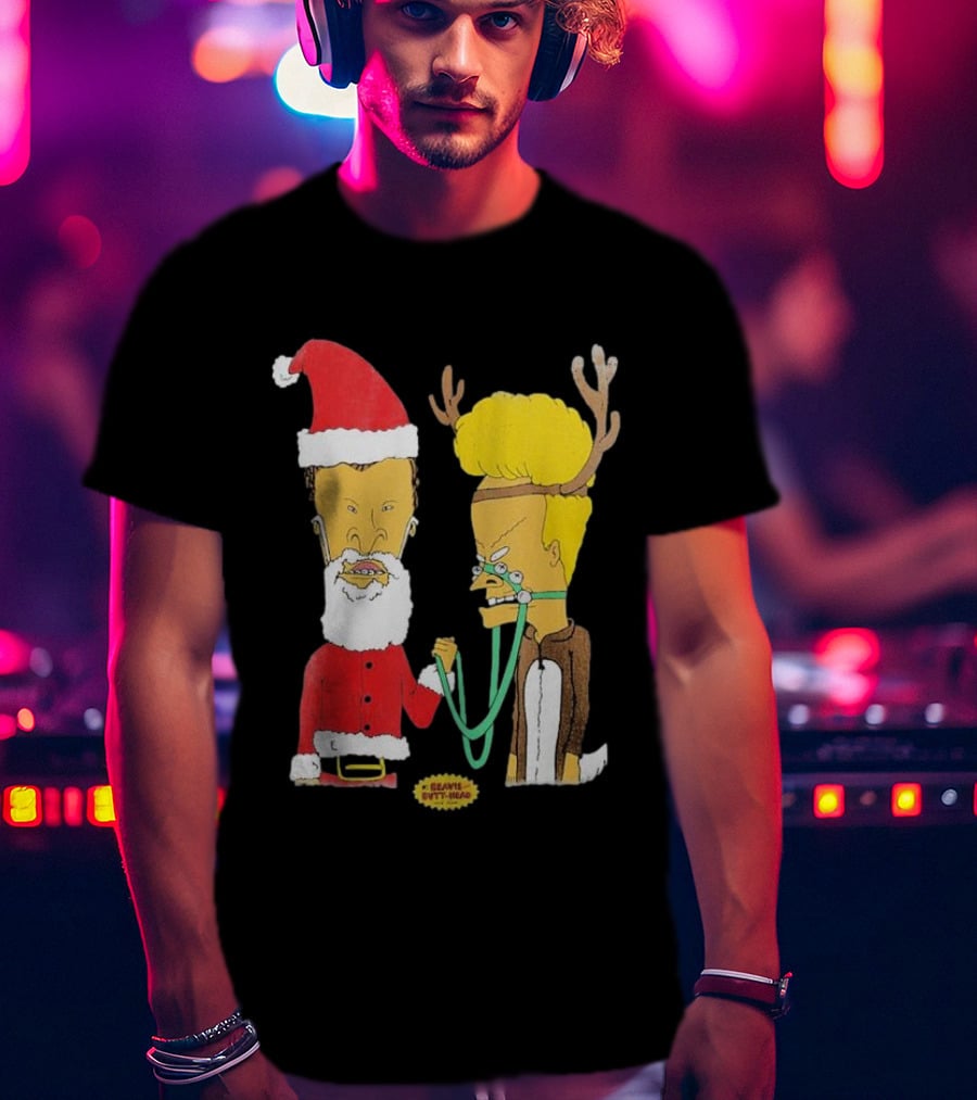 Beavis And Butt-head Santa And Reindeer Christmas T-Shirt