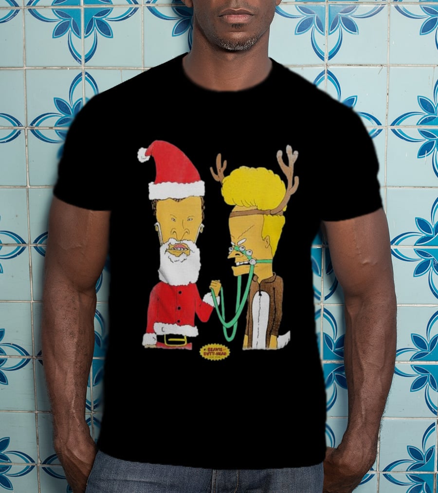 Beavis And Butt-head Santa And Reindeer Christmas T-Shirt