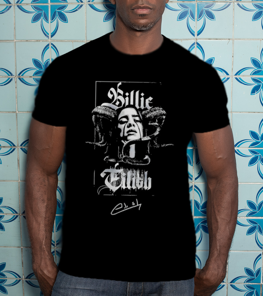 Billie Eilish Signature Gothic Portrait With Snakes T-Shirt