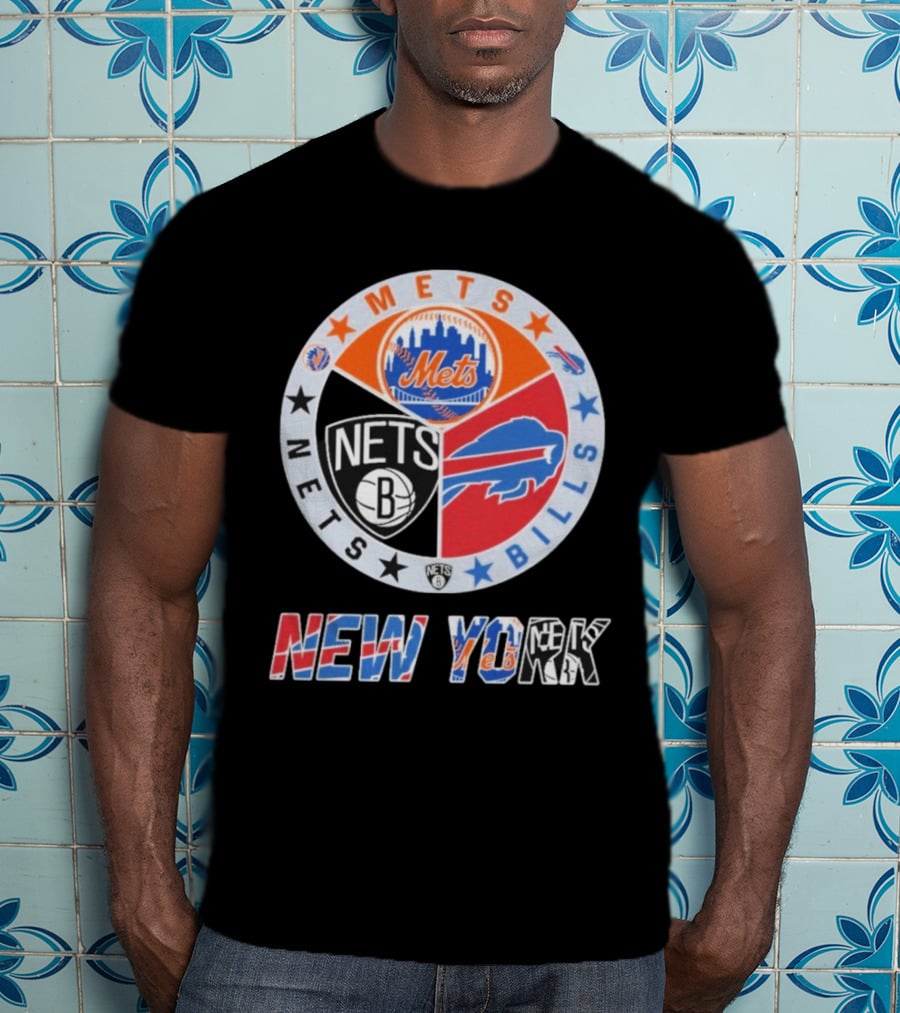Brooklyn Nets New York Mets Buffalo Bills New York Fan Gear T-Shirt