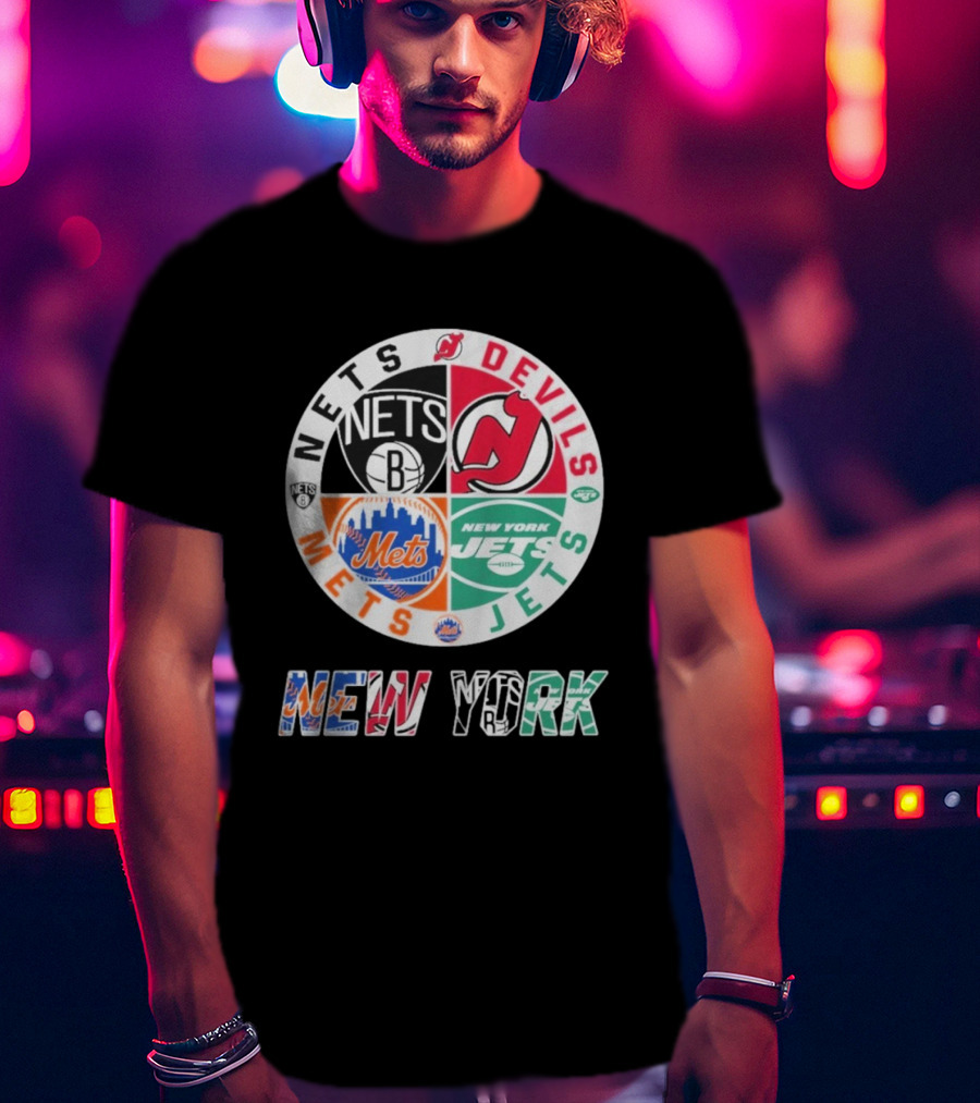 Brooklyn Nets New Jersey Devils New York Mets Jets New York T-Shirt