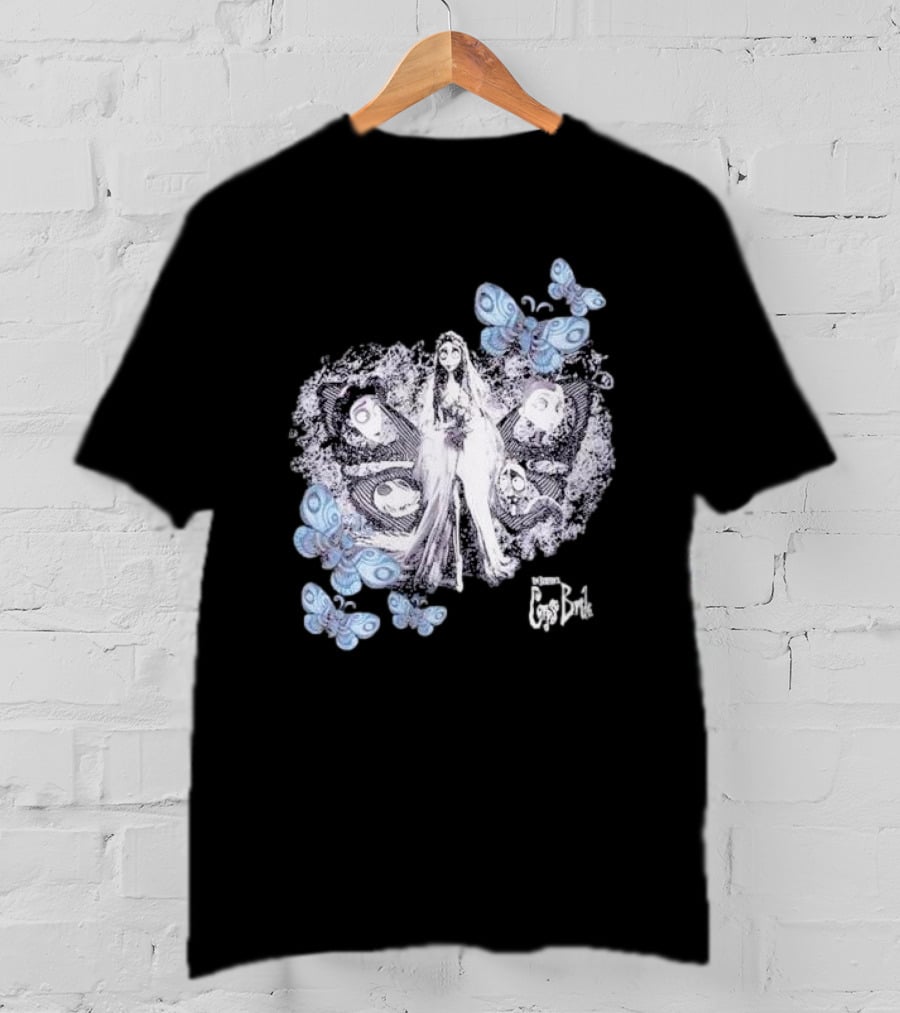 Corpse Bride Tim Burton Emily Tonal Collage With Butterflies T-Shirt