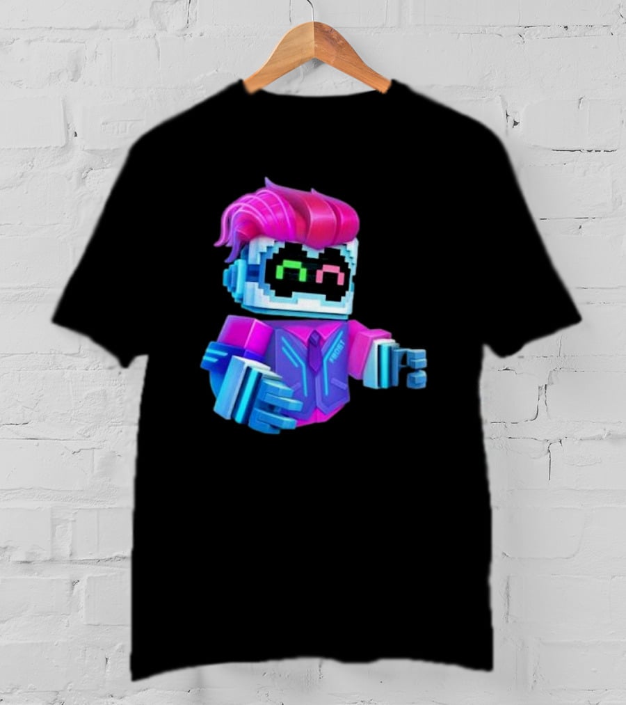 Cubic Games Cyber Robbie Pixelated Character Neon T-Shirt