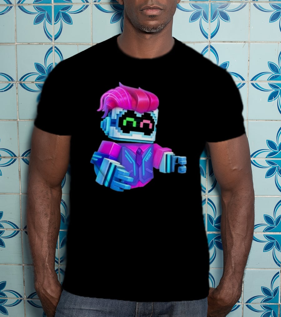 Cubic Games Cyber Robbie Pixelated Character Neon T-Shirt