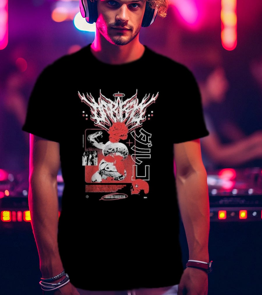 Darko Us Raffle Graphic With Abstract Red And White Elements T-Shirt