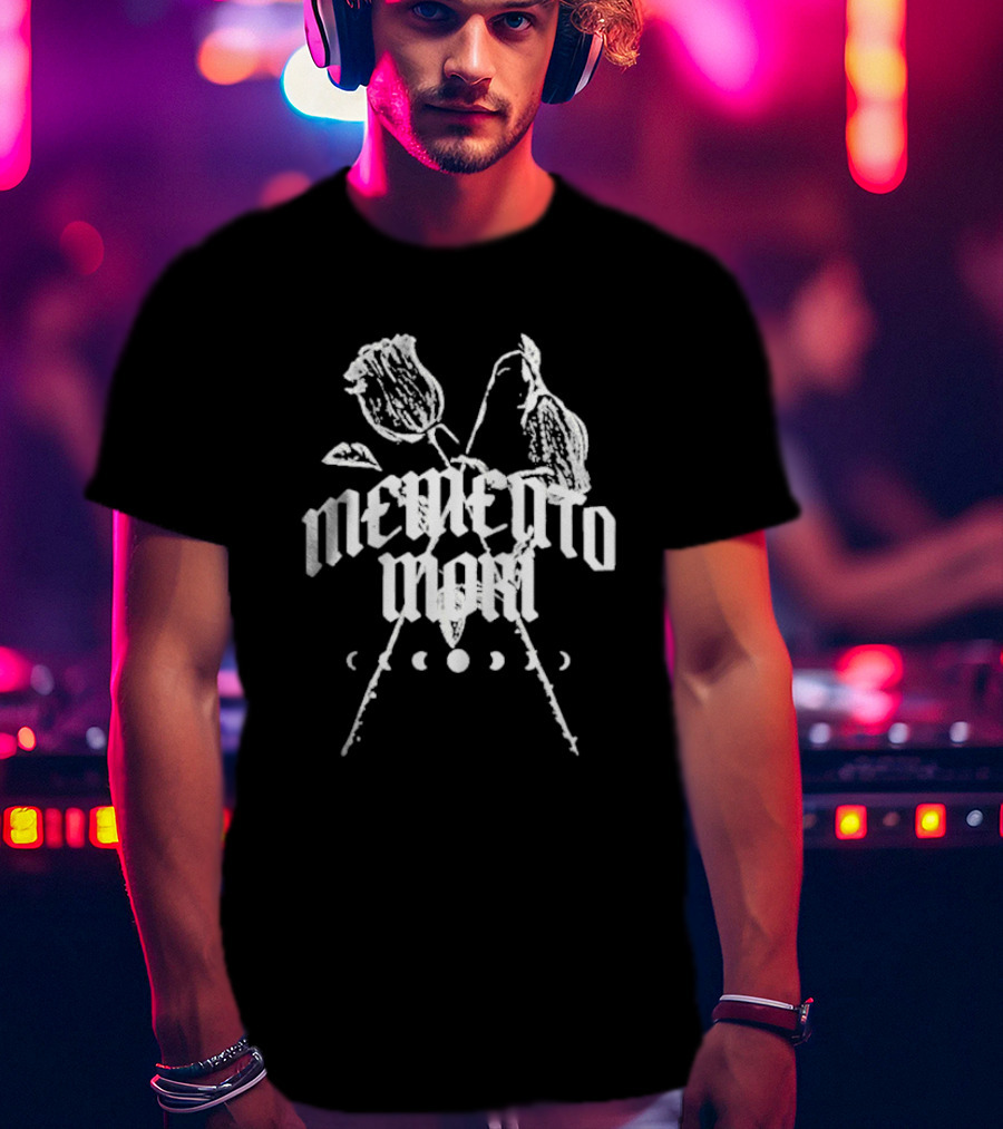 Joe Bartolozzi Memento Mori Flowers And Crescent Moons T-Shirt