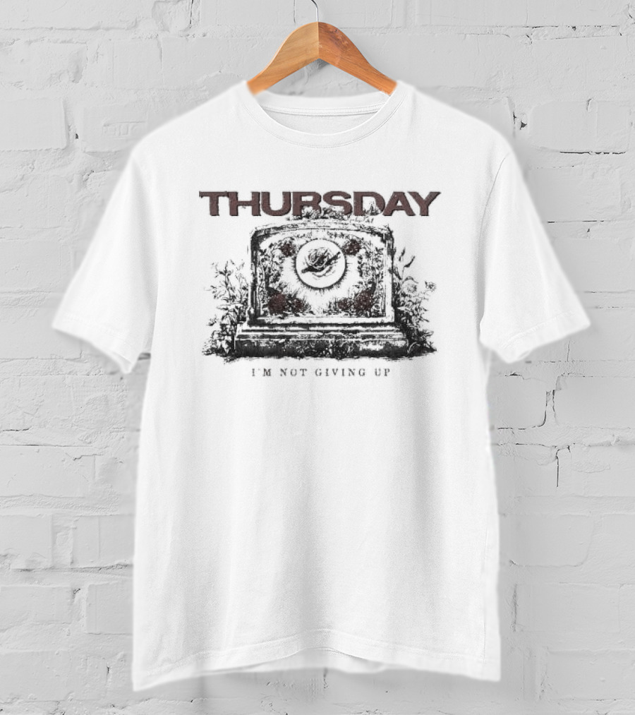 Thursday I'm Not Giving Up Gravestone Red Roses Khaki T-Shirt