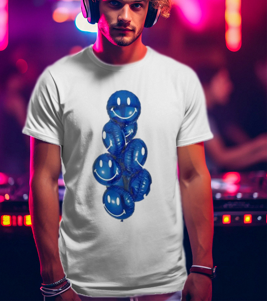 Smiley Celebration Blue Balloons T-Shirt