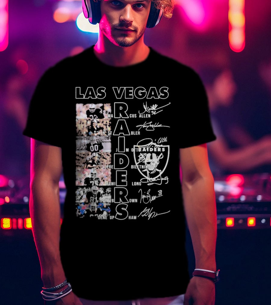Las Vegas Raiders Marcus Allen Ken Stabler Fred Biletnikoff Howie Long Tim Brown Gene Upshaw Signature Football Legends T-Shirt