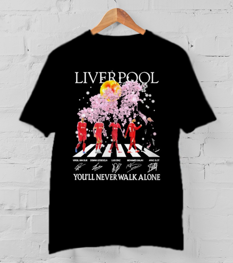 Liverpool You’ll Never Walk Alone Cherry Blossoms Bloom Virgil Van Dijk Dominik Szoboszlai Luis Diaz Mohamed Salah Arne Slot T-Shirt