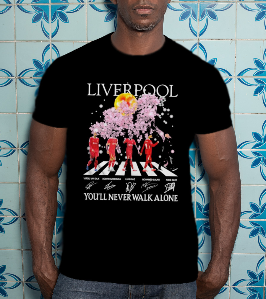 Liverpool You’ll Never Walk Alone Cherry Blossoms Bloom Virgil Van Dijk Dominik Szoboszlai Luis Diaz Mohamed Salah Arne Slot T-Shirt