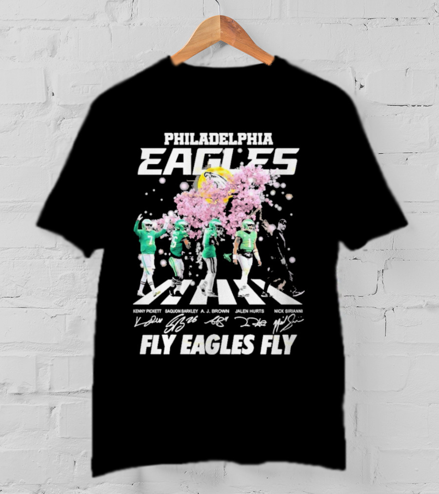 Philadelphia Eagles Fly Eagles Fly Kenny Pickett Saquon Barkley A.J. Brown Jalen Hurts Nick Sirianni Signatures T-Shirt