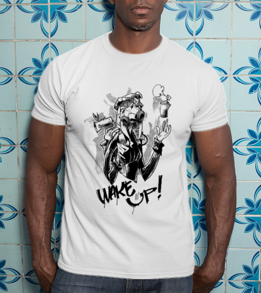 Warframe Aoi Wake Up Gas Mask Graffiti Style Character T-Shirt