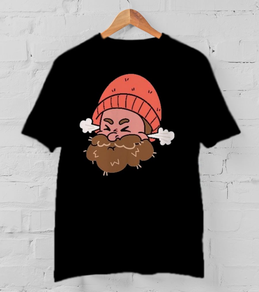 BHN Chewie Foo Foo Bearded Cartoon Character With Red Beanie And Steaming Ears T-Shirt